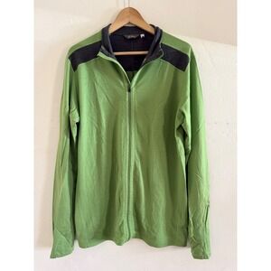 Ibex Mens Merino Wool Full‎ Zip Jacket Green Charcoal Grey Thumbholes Large